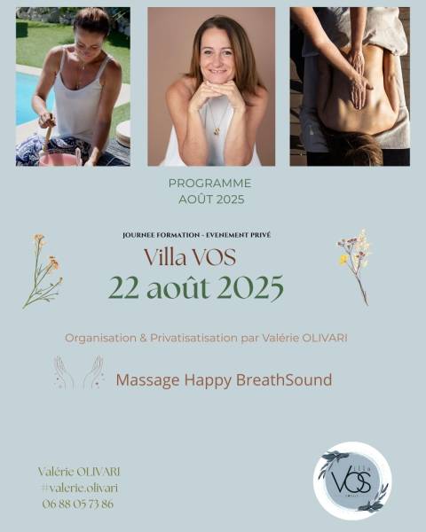 JOURNEE DE FORMATION EN MASSAGES organisée par Valérie OLIVARI à la Villa La Vassal à CASSIS